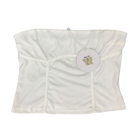 Princess Polly Tube Top Womens 12 White Recycled Fibers Zyra Strapless Line Bust - Picture 1 of 11